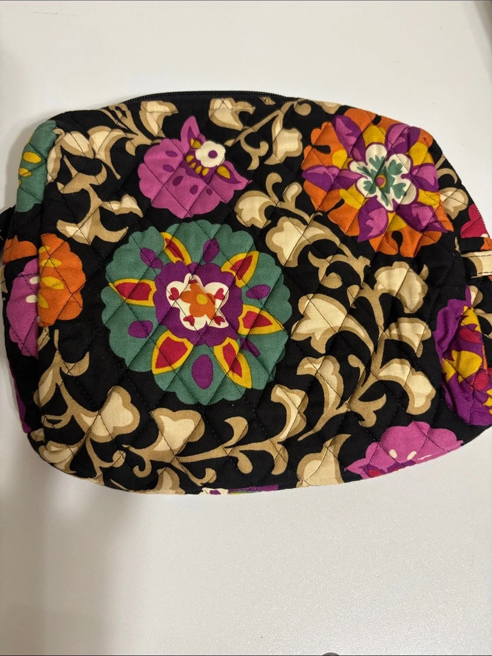 Vera Bradley Black Floral Quilted Cosmetic Bag - Multicolor